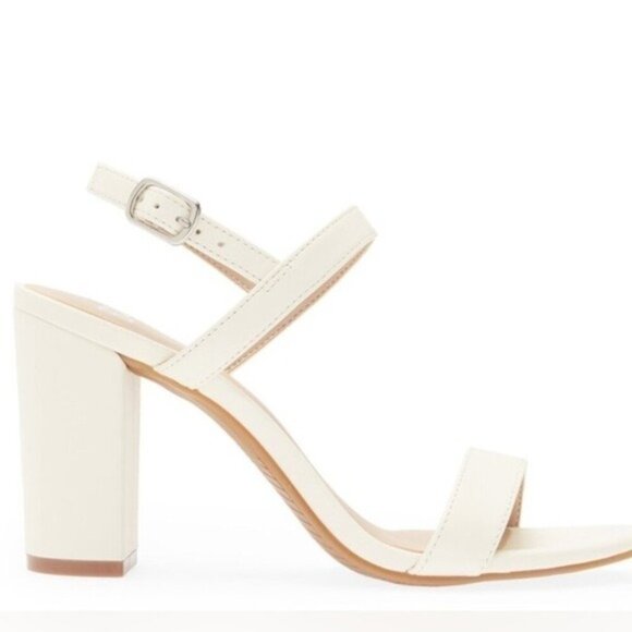 New BP Lula Slingback Sandal Women 10 US Cream Block Heel Adjustable Ankle Strap - Picture 2 of 9